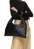 Dina Large Intrecciato Leather Tote Black