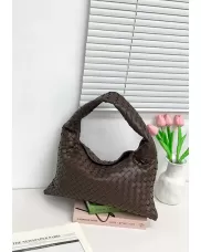 Dina Large Intrecciato Leather Tote Choco