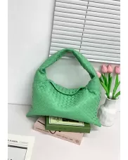 Dina Large Intrecciato Leather Tote Green