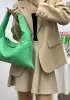 Dina Large Intrecciato Leather Tote Green