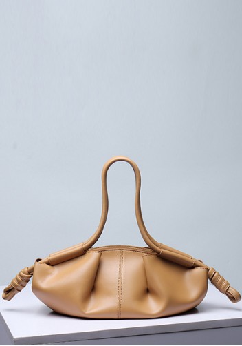 Salsa Leather Elongated Top Handle Shoulder Bag Camel