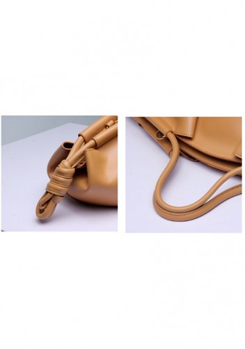 Salsa Leather Elongated Top Handle Shoulder Bag Camel