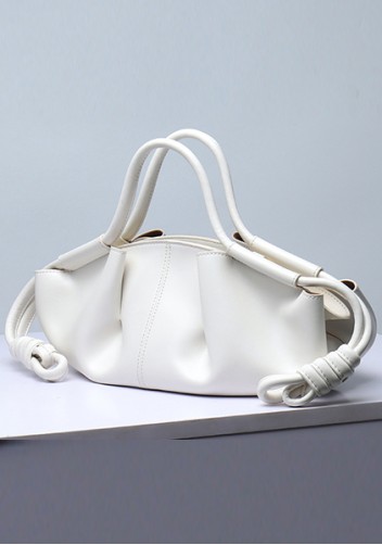 Salsa Leather Elongated Top Handle Shoulder Bag Cream