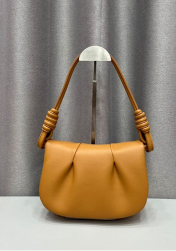 Salsa Satchel Pleated Leather Shoulder Bag Camel