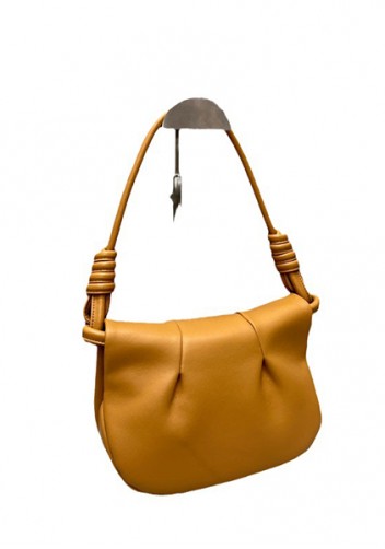 Salsa Satchel Pleated Leather Shoulder Bag Camel