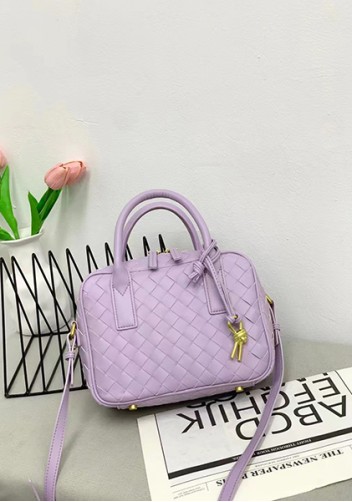 Dina Vacation Intrecciato Leather Shoulder Bag Purple