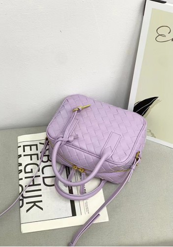 Dina Vacation Intrecciato Leather Shoulder Bag Purple