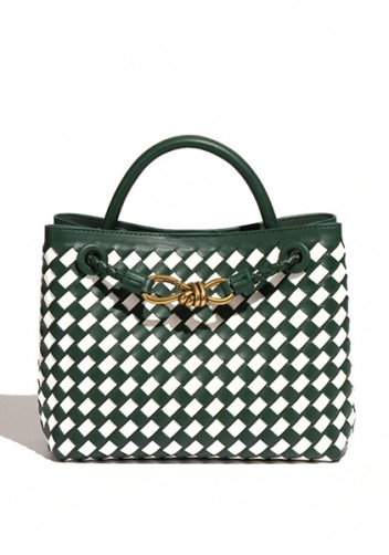 Allegria Woven Small Vegan Leather Shoulder Bag Green White