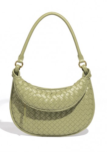 Gemini Woven Vegan Leather Small Shoulder Bag Green