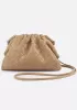 Dina Woven Vegan Leather Clutch Shoulder Bag Beige