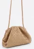 Dina Woven Vegan Leather Clutch Shoulder Bag Beige