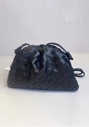 Dina Woven Vegan Leather Clutch Shoulder Bag Black