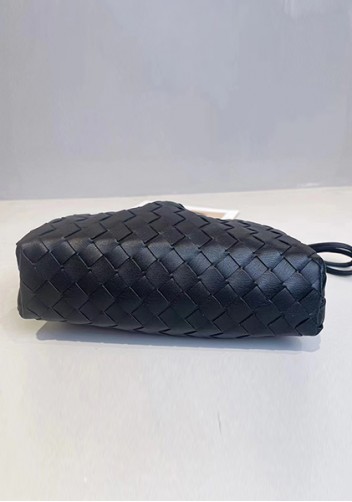 Dina Woven Vegan Leather Clutch Shoulder Bag Black