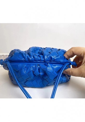 Dina Woven Vegan Leather Clutch Shoulder Bag Blue