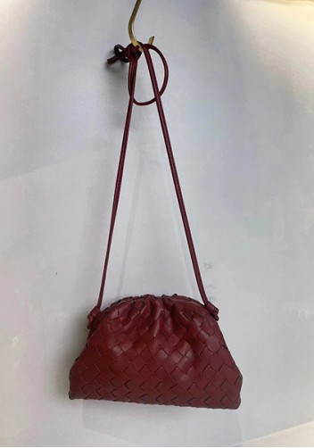 Dina Woven Vegan Leather Clutch Shoulder Bag Burgundy