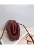 Dina Woven Vegan Leather Clutch Shoulder Bag Burgundy