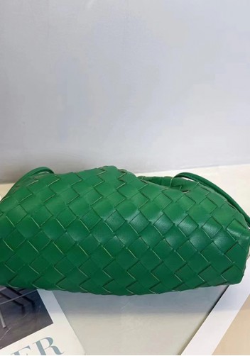 Dina Woven Vegan Leather Clutch Shoulder Bag Green