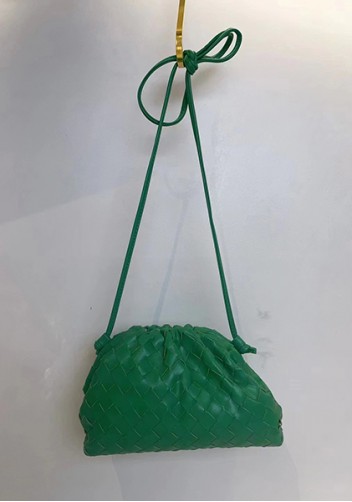 Dina Woven Vegan Leather Clutch Shoulder Bag Green