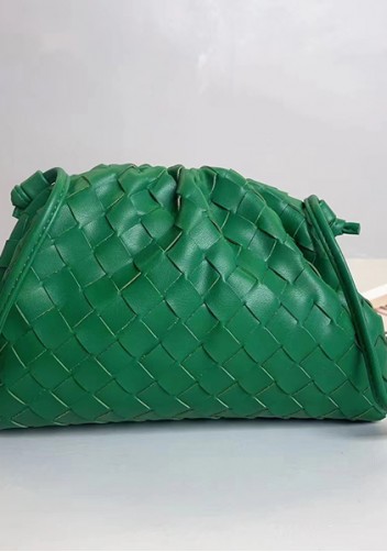 Dina Woven Vegan Leather Clutch Shoulder Bag Green