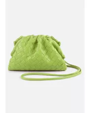 Dina Woven Vegan Leather Clutch Shoulder Bag Kiwi