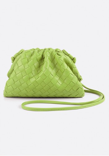 Dina Woven Vegan Leather Clutch Shoulder Bag Kiwi