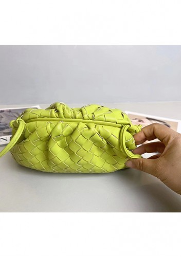 Dina Woven Vegan Leather Clutch Shoulder Bag Kiwi