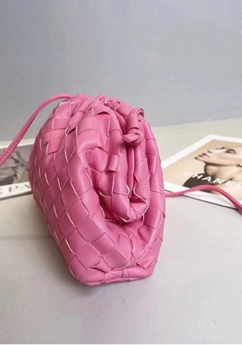 Dina Woven Vegan Leather Clutch Shoulder Bag Pink