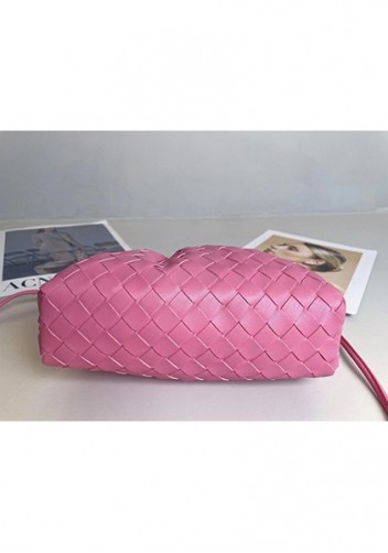 Dina Woven Vegan Leather Clutch Shoulder Bag Pink