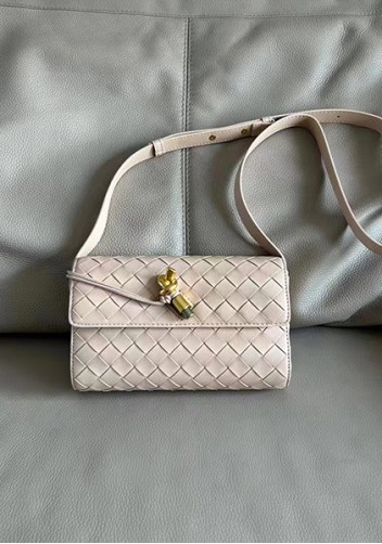 Allegria Woven Mini Leather Shoulder Bag Beige