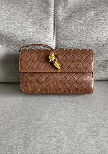 Allegria Woven Mini Leather Shoulder Bag Brown