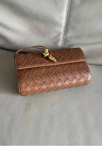 Allegria Woven Mini Leather Shoulder Bag Brown