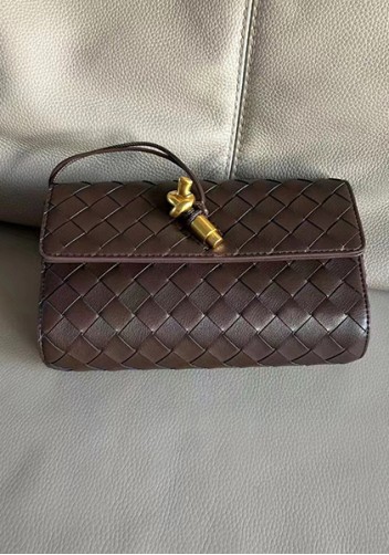 Allegria Woven Mini Leather Shoulder Bag Choco