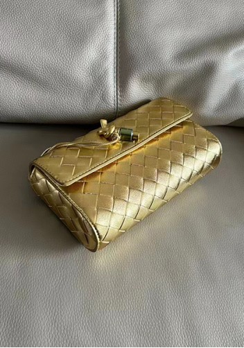 Allegria Woven Mini Leather Shoulder Bag Gold