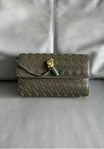 Allegria Woven Mini Leather Shoulder Bag Green