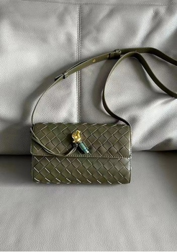 Allegria Woven Mini Leather Shoulder Bag Green