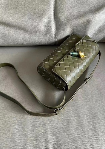 Allegria Woven Mini Leather Shoulder Bag Green