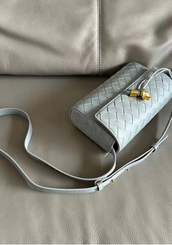 Allegria Woven Mini Leather Shoulder Bag Grey