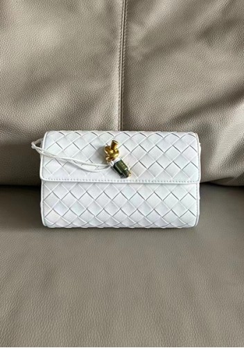 Allegria Woven Mini Leather Shoulder Bag White