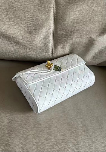 Allegria Woven Mini Leather Shoulder Bag White