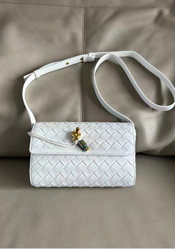 Allegria Woven Mini Leather Shoulder Bag White