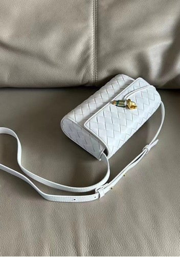 Allegria Woven Mini Leather Shoulder Bag White