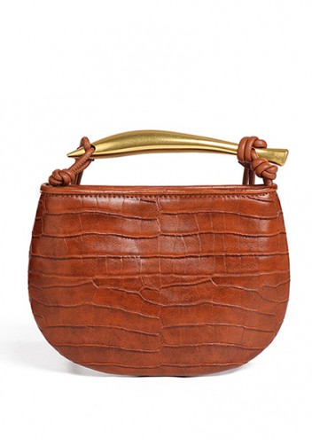 The Fish Handle Mini Vegan Leather Bag Croc Brown