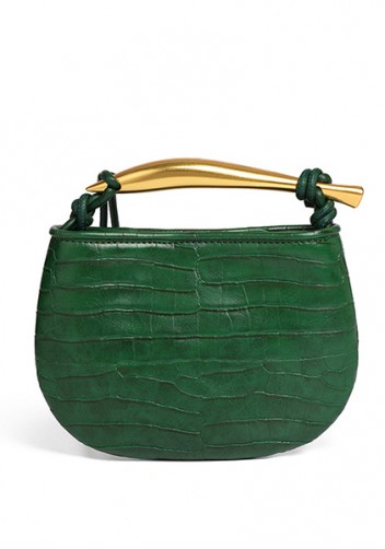 The Fish Handle Mini Vegan Leather Bag Croc Green