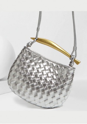 The Fish Handle Mini Vegan Leather Bag Silver