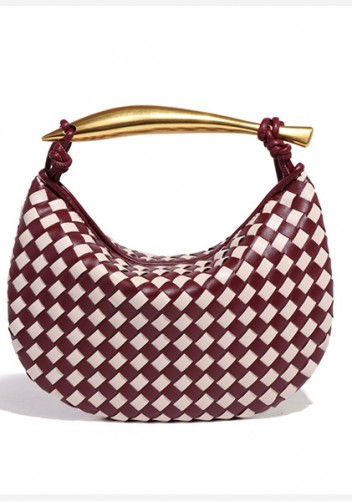 The Fish Handle Small Vegan Leather Bag Burgundy White