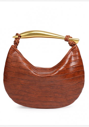 The Fish Handle Small Vegan Leather Bag Croc Brown