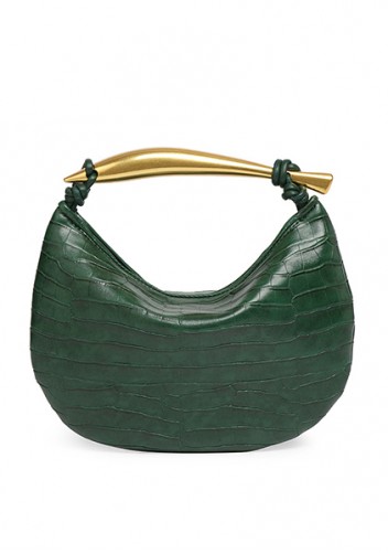 The Fish Handle Small Vegan Leather Bag Croc Green