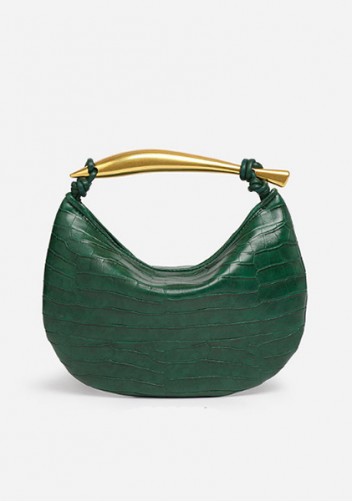 The Fish Handle Small Vegan Leather Bag Croc Green