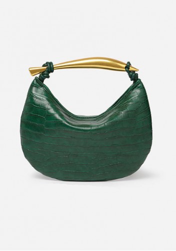 The Fish Handle Small Vegan Leather Bag Croc Green