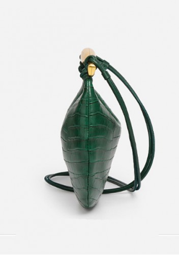 The Fish Handle Small Vegan Leather Bag Croc Green